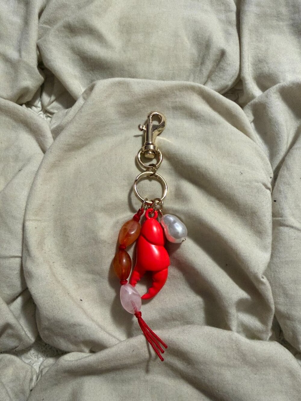 Anthropologie Red Lobster Claw Coastal Bag Charm Keychain Chic